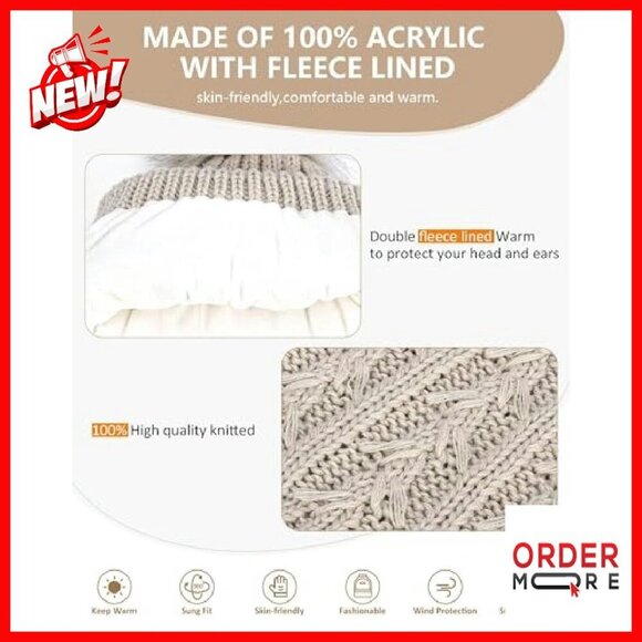 Fleece Lined Winter Beanie Scarf Gloves Set Touchscreen Warm main image 8